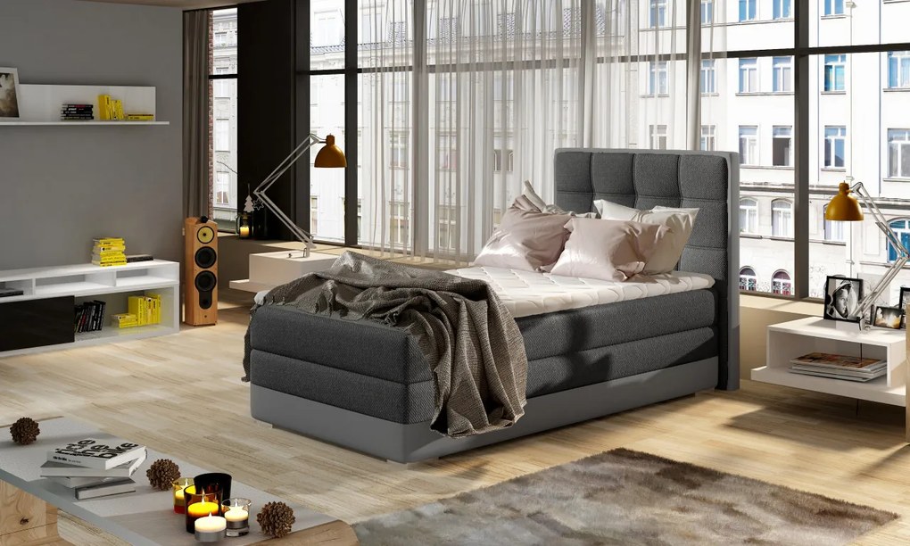 Pat boxspring Aster 90x200 cm pe stanga Inari 96/Soft 29