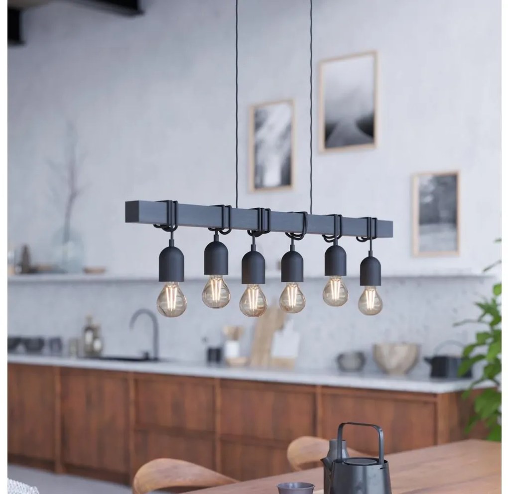 Eglo 44062 - Lustră suspendată pe cablu TOWNSHEND, 6xE27/60W/230V