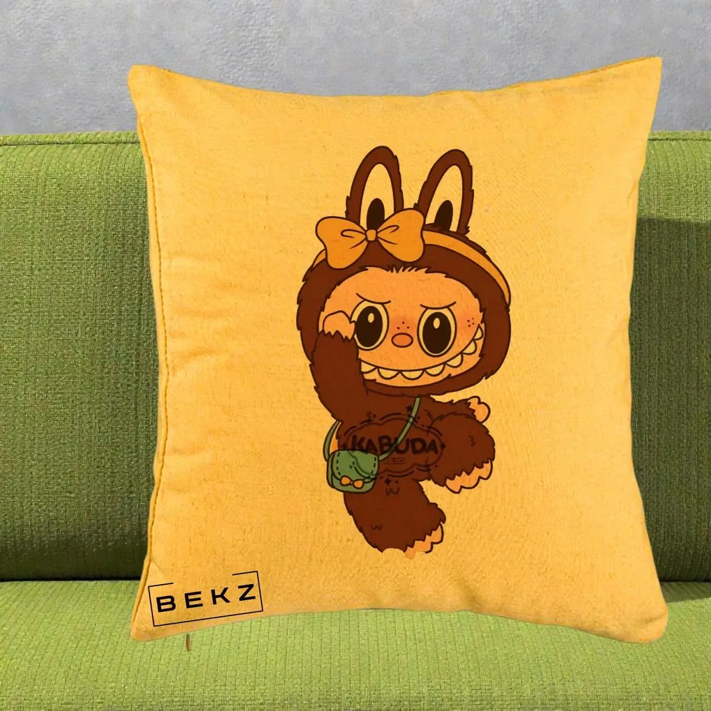 Perna Personalizata Kabuda Maro cu Funda Aurie, 40x40 cm, Galben, Husa Detasabila, Perna Inclusa, BEKZ®