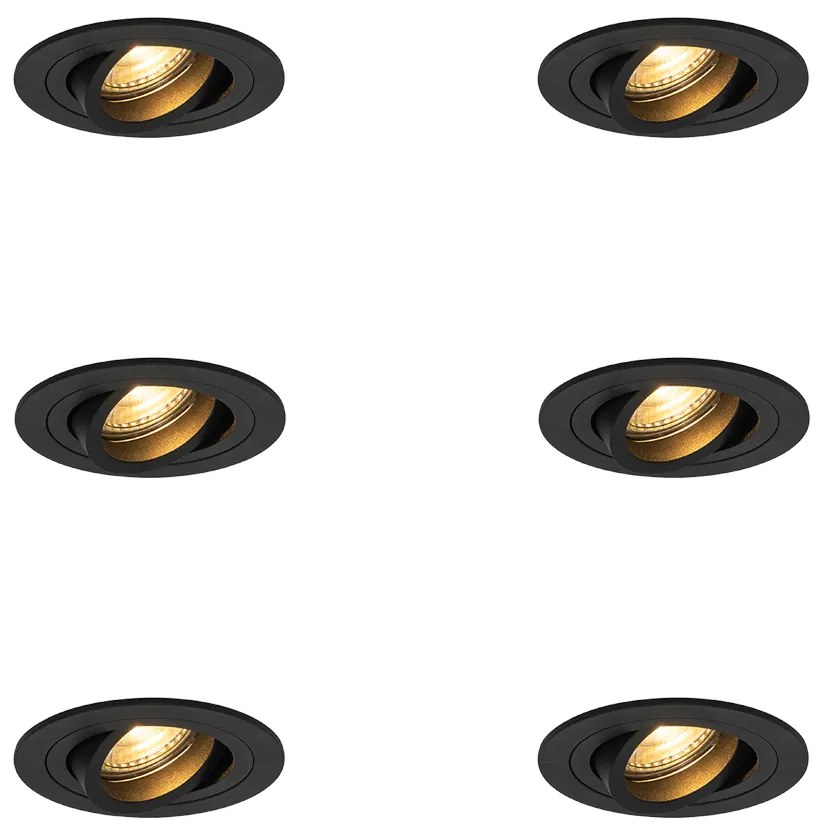 Set de 6 spoturi încastrate moderne negre - Rondoo