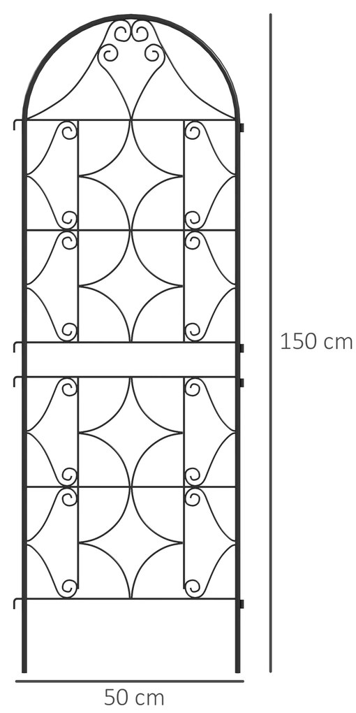 Outsunny Suport pentru plante cățărătoare cu model lot de 2 treic de grădină pentru vițe flori legume metal 50 x 150 cm negru | Aosom Romania