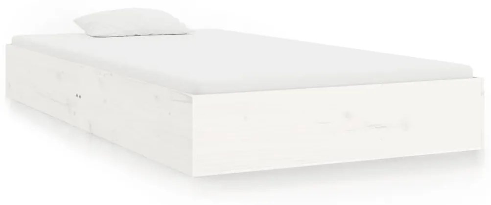 832997 vidaXL Cadru de pat, alb, 100x200 cm, lemn masiv
