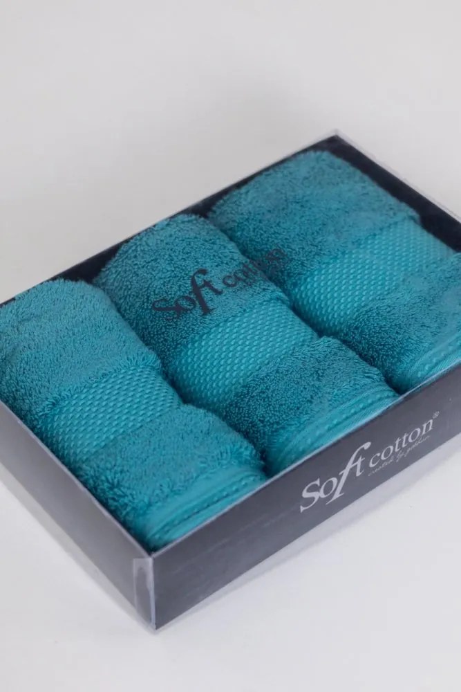 Set cadou prosoape mici DELUXE, 3 buc Turcoaz / Turquoise