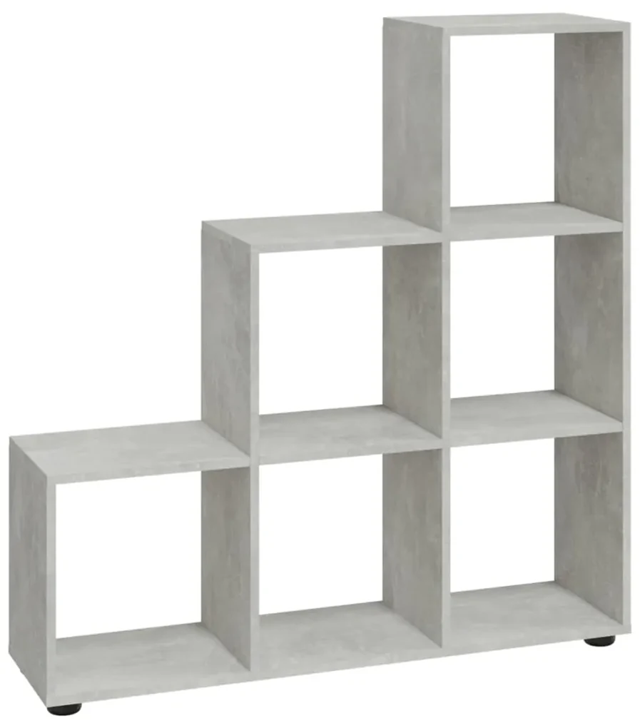 342604 vidaXL Bibliotecă în trepte, gri beton, 107 cm, lemn compozit