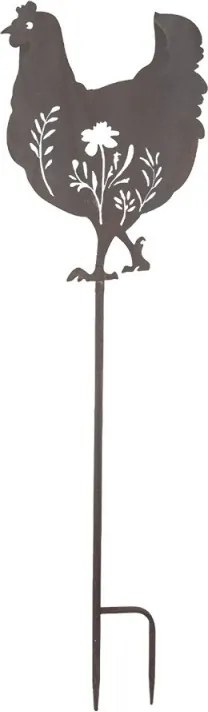 Decor de grădină din metal, model găină, 32x2x113 cm