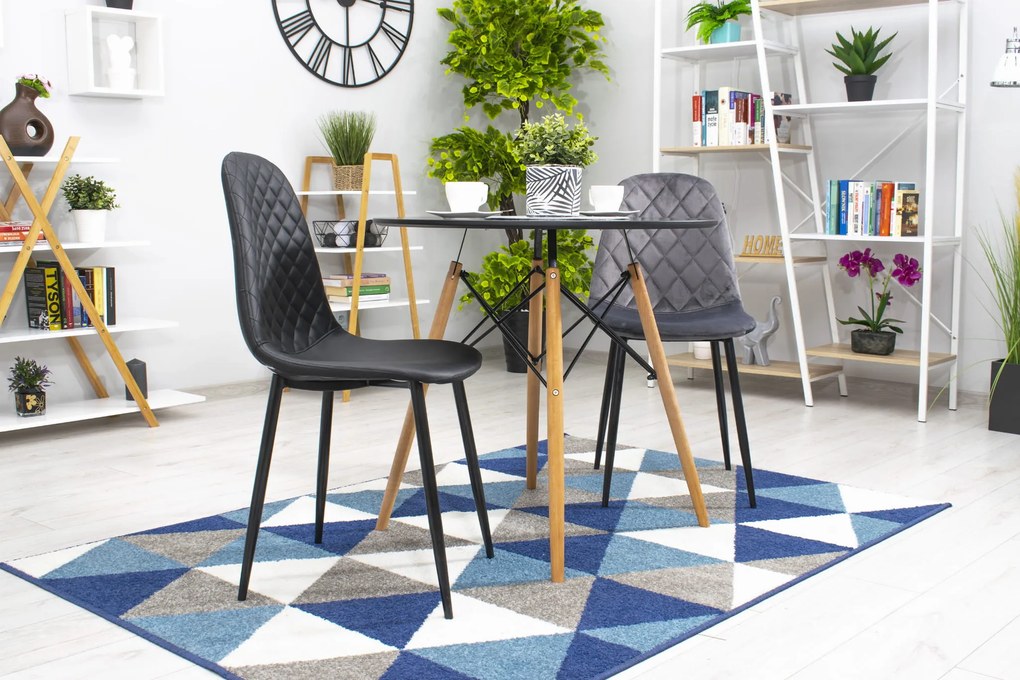 OFERTA Scaun din catifea gri inchis ASTI cu picioare negre categoria a II-a