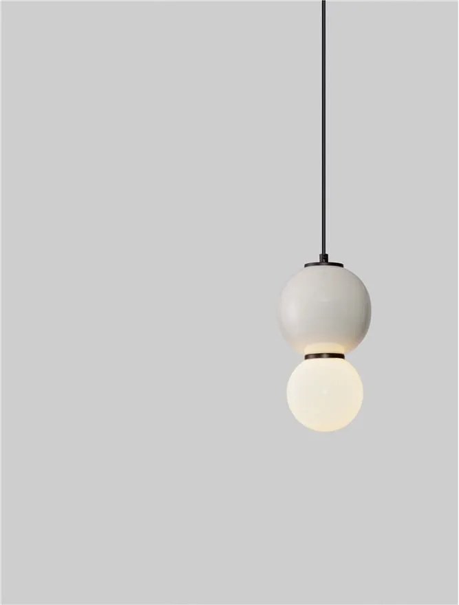 Pendul LED decorativ portelan gri deschis, sticla alb, NOESIS
