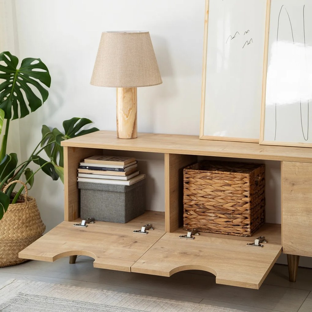 Comoda TV, Hanah Home, Four Seasons, 180x50x35 cm, Stejar