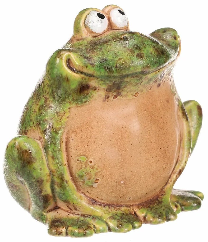 Decorațiune de grădină din ceramică Broască drăguță, 13 x 10 x 12 cm, 13 cm