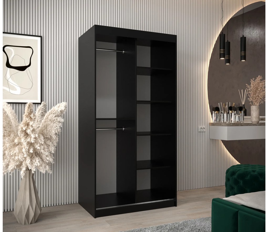 Dulap de haine 100 cm Toki 1 (negru mat + stejar sonoma). 1064880