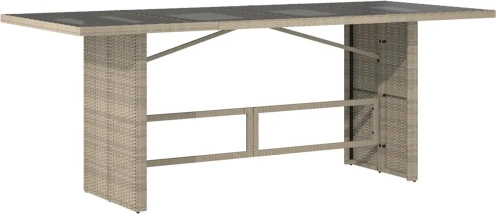 vidaXL Masă de grădină cu blat din sticlă gri deschis, 190x80x74 cm