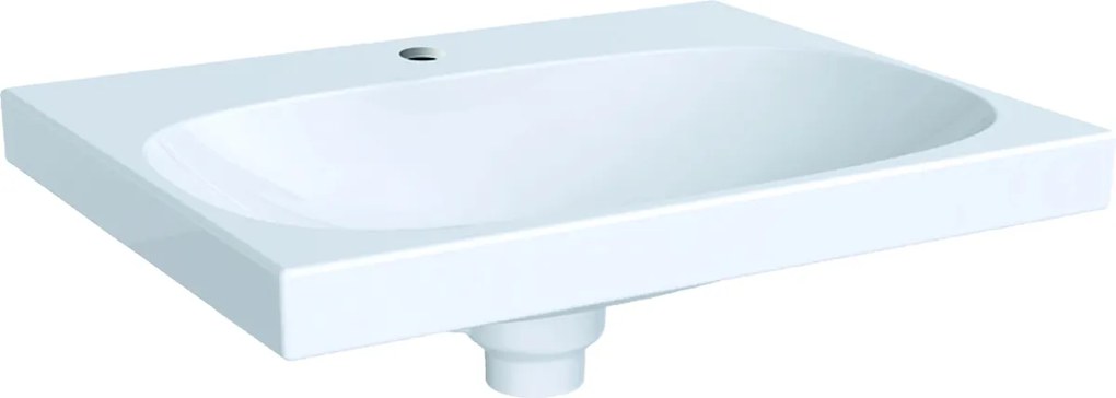 Lavoar Geberit Acanto 60x48.2cm, preaplin mascat, capac ceramic ventil, montare pe mobilier, alb