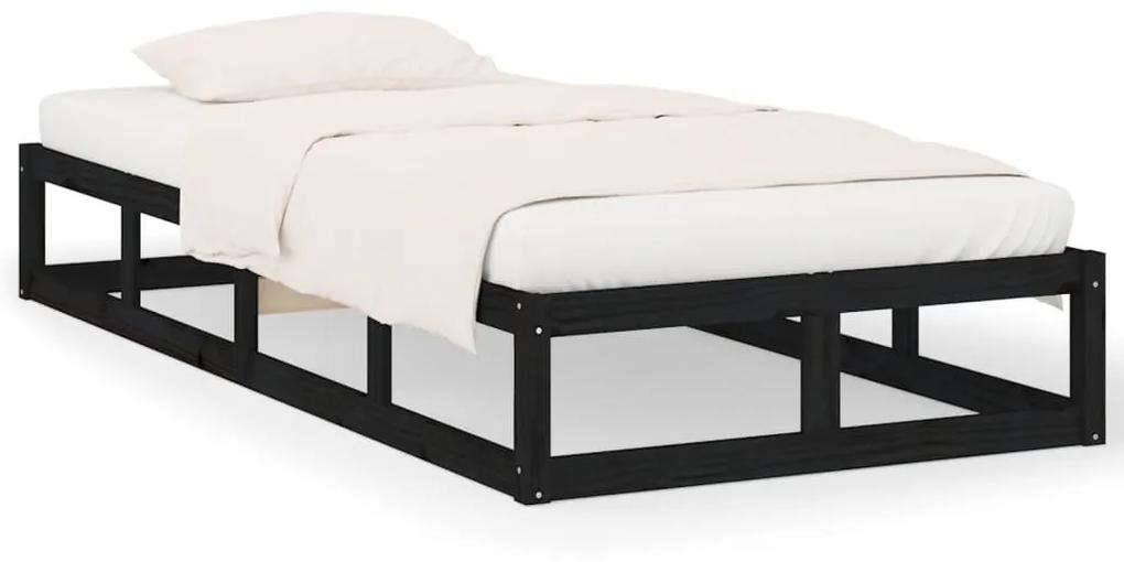 820785 vidaXL Cadru de pat, negru, 90x200 cm, lemn masiv