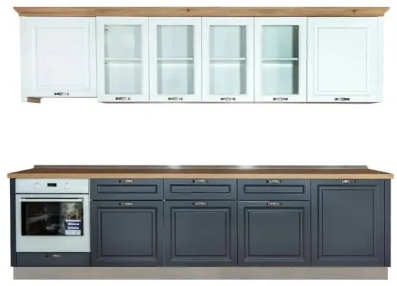 Bucatarie Libra, Alb Si Grafit, Front Mdf Vopsit, 307.6 X 223 X 60 Cm