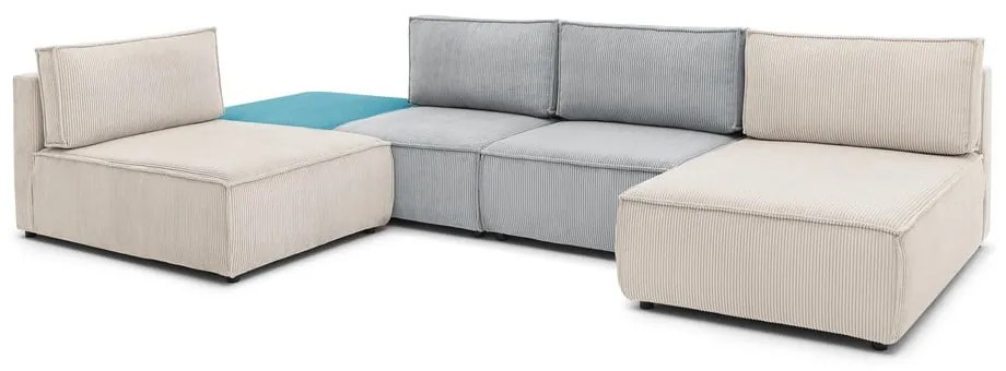 Colțar cu tapițerie din catifea reiată (cu colț variabil) Nihad modular – Bobochic Paris