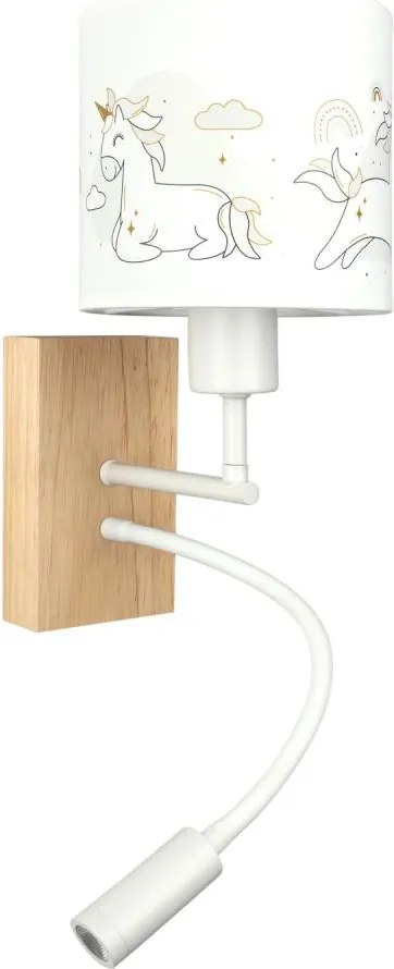 Brilagi - LED Flex. lampă BOBO WOOD 1xE27/25W/230V + LED/3W stejar/alb/unicorni