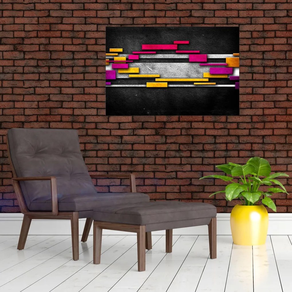 Tablou - Abstrac colorat, fundal negru (90x60 cm)
