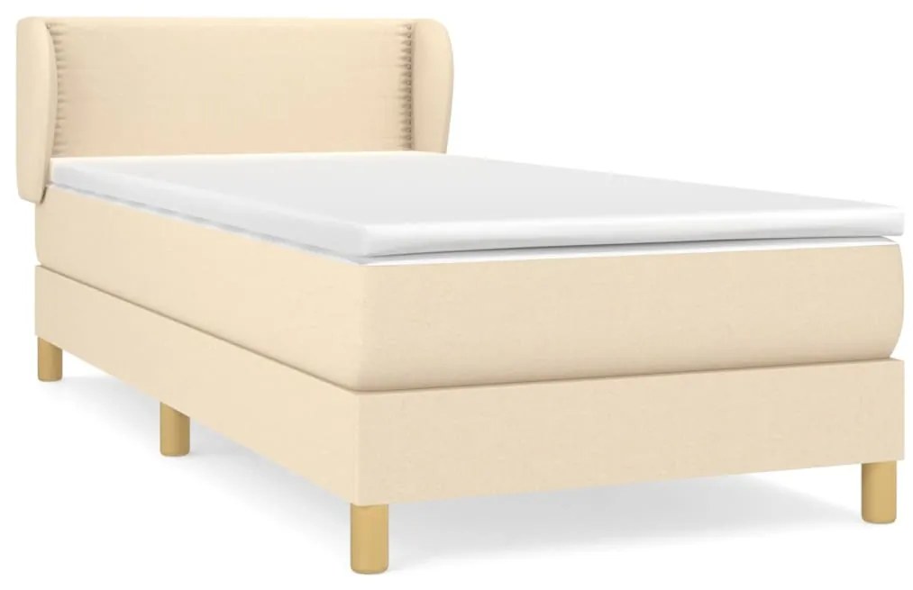 3126682 vidaXL Pat box spring cu saltea, crem, 80x200 cm, textil