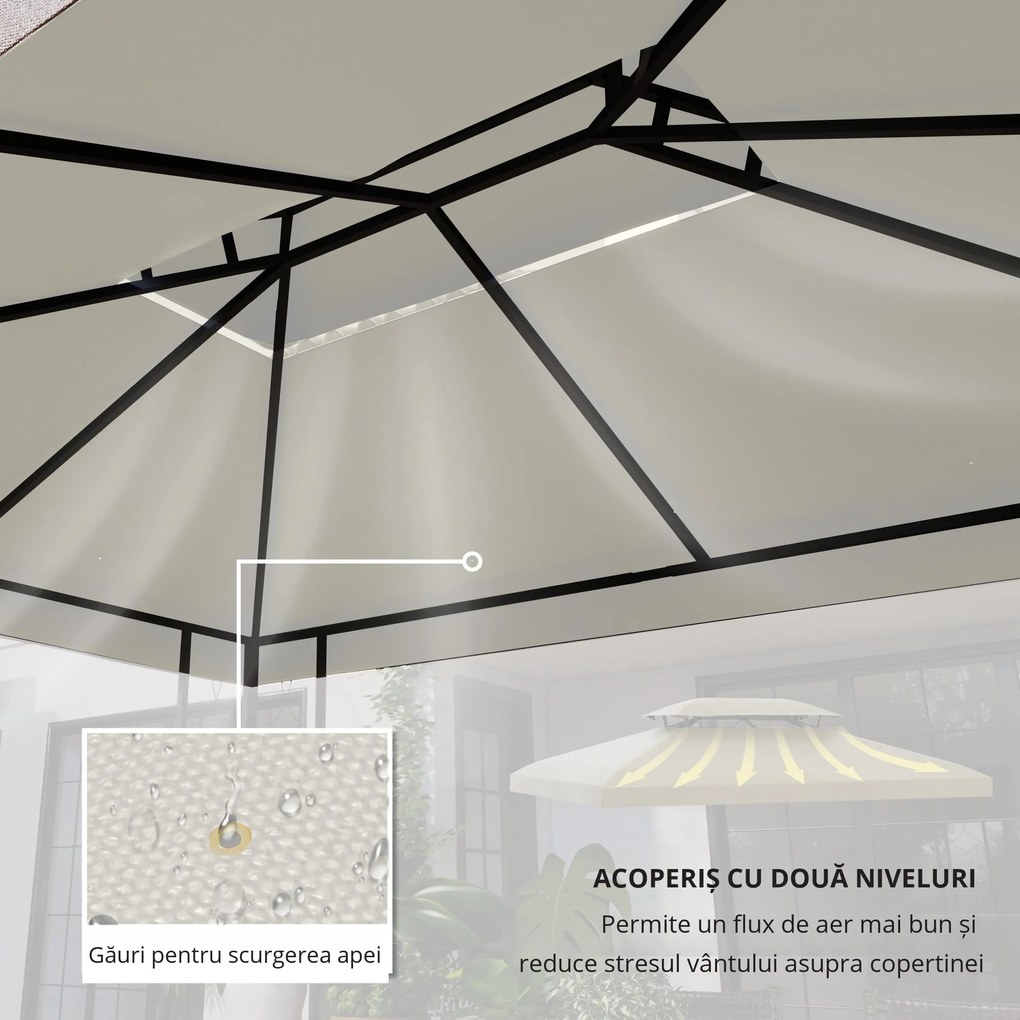 Acoperiș de Schimb Outsunny Impermeabil pentru foisor, Dublu Strat 3x4m | AOSOM RO