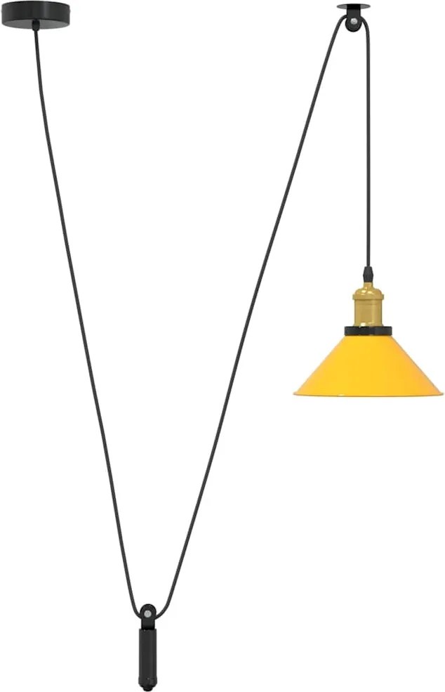 vidaXL Lampă suspendată reglabilă pe înălțime E27 Galben lucios Metal