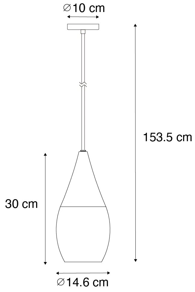 Lampă modernă cu pandantiv neagră cu sticlă opalescentă - Drop