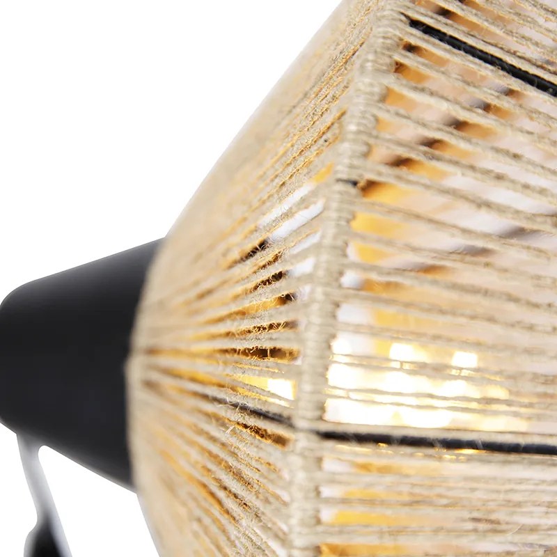 Lampă de podea rustică cu trepied din frânghie - Jenthe