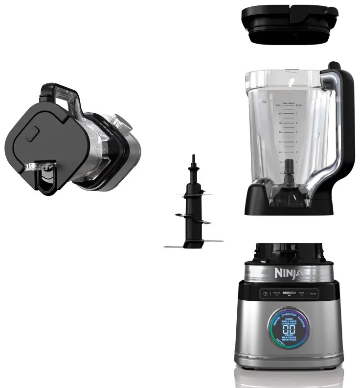 Blender Ninja Detect Pro TB201EU, 1200W, 2,1 L, 14 viteze, Timer, Afisaj cu LED, Fara BPA, Negru/Gri