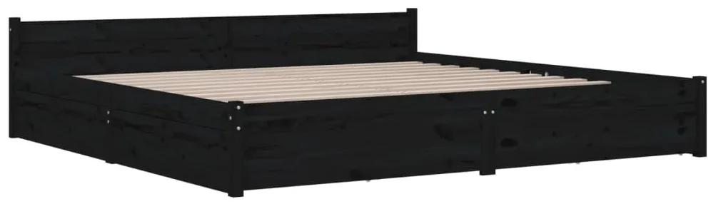 Cadru de pat cu sertare Super King 6FT, negru, 180x200 cm Negru, 180 x 200 cm