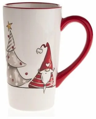 Cană de Crăciun Spiridușul și renul, ceramică, 580 ml, roșu