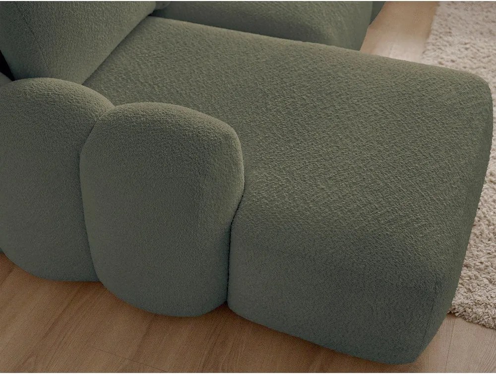 Colțar verde extensibil/cu spațiu de depozitare cu tapițerie din țesătură bouclé (cu colț pe partea stângă/cu șezlong) Montaigne – Bobochic Paris