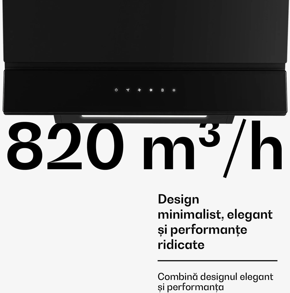 Klarstein Velaire hotă telescopică 60 cm, Elegantă, minimalistă, performantă, Clasa energetică A++, 820 m³/h, 60 cm