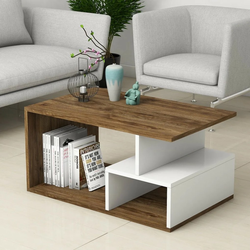 Măsuță de cafea Arte White and Dark Walnut
