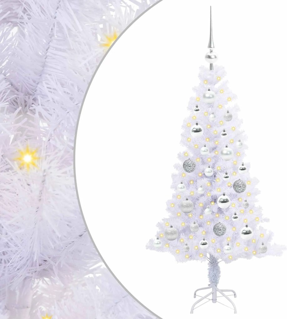 vidaXL Brad de Crăciun artificial cu 150 LED Alb 120 cm PVC și Oțel