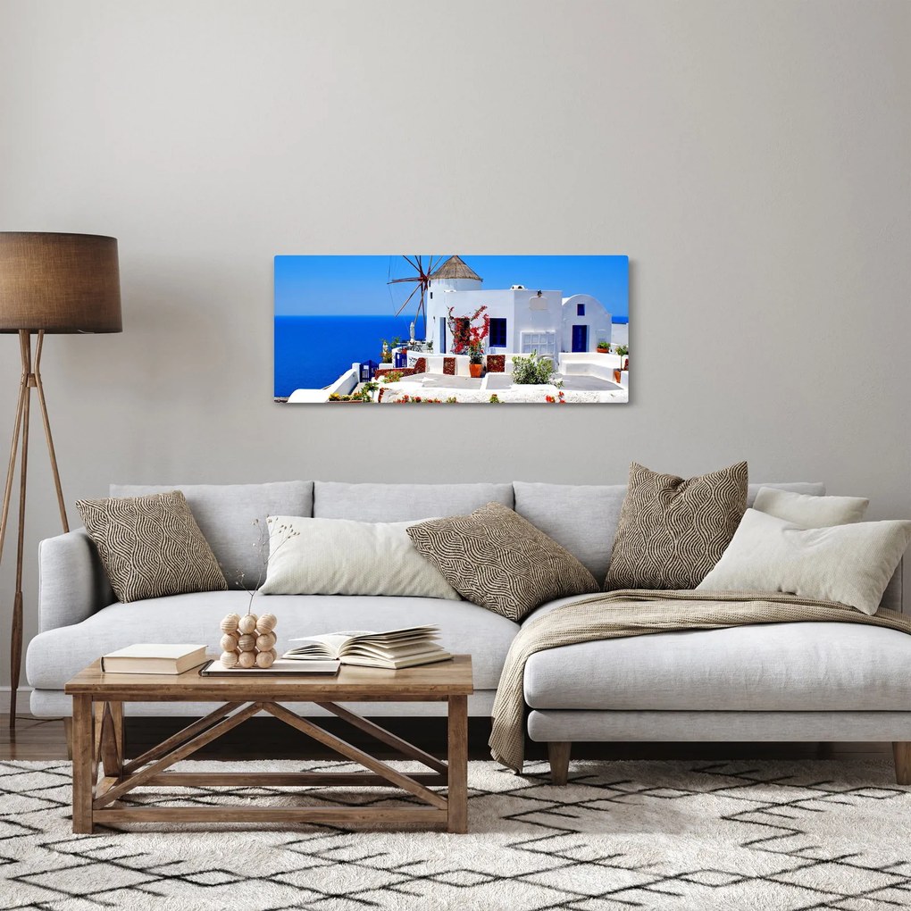 Tablou - Casă mică în Grecia (120x50 cm)