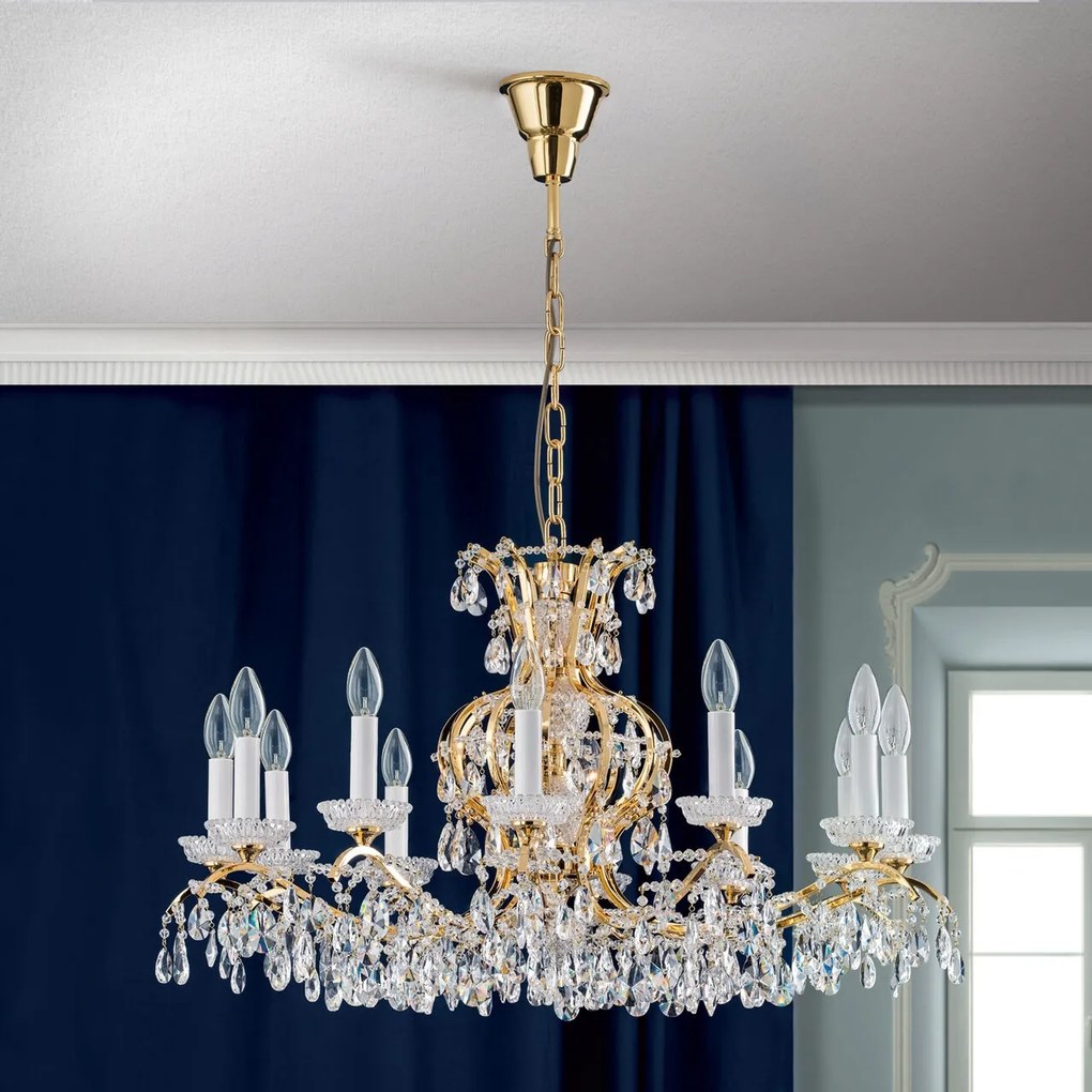 Candelabru de lux cristal Scholer Hirohito 12L 24K gold plated