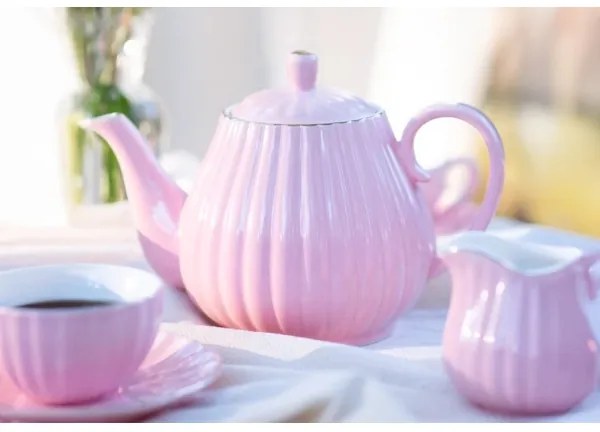 Set de cafea din porțelan, 15 piese, roz