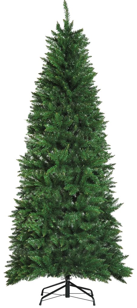 Homcom Albero di Natale Artificiale 210cm Base in Metallo Verde Φ91cm