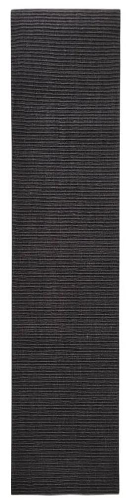 Covor din sisal natural, negru, 66x300 cm Negru, 66 x 300 cm