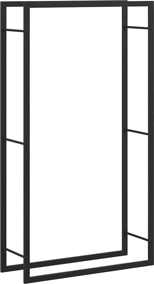 vidaXL Suport pentru lemne de foc, negru mat, 80x28x154 cm, oțel