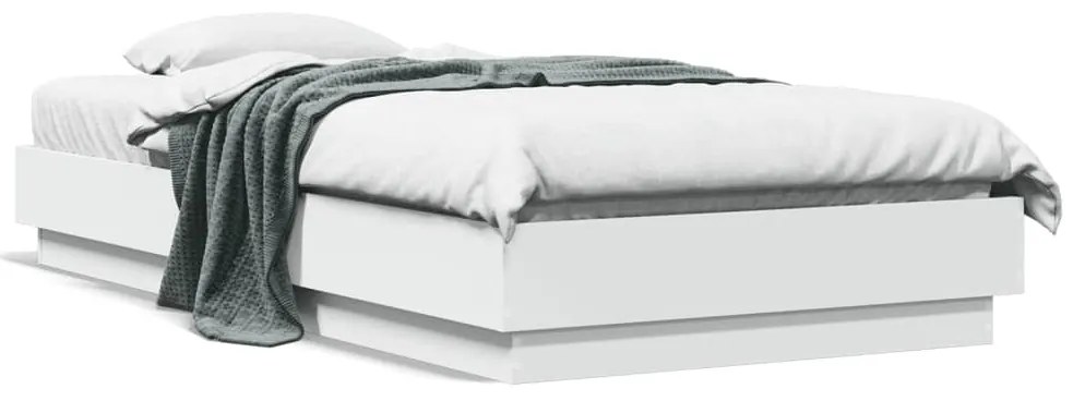 vidaXL Cadru de pat cu lumini LED, alb, 75x190 cm
