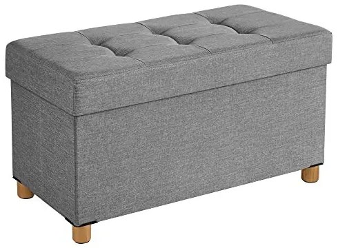 Bancheta cu spatiu depozitare, 76 x 38 x 40 cm, textil / MDF, gri, Songmics