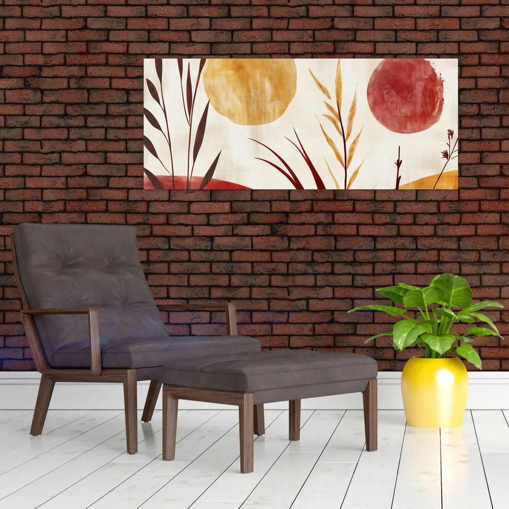 Tablou - Plante și cercuri (120x50 cm)