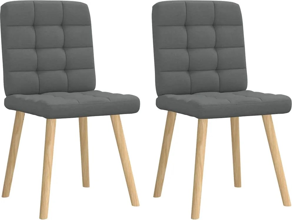 vidaXL Scaune de sufragerie, 2 buc., gri închis, material textil