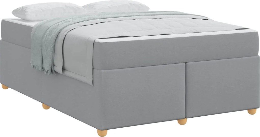 vidaXL Cadru de pat cu saltea Gri deschis 160 x 200 cm țesătură