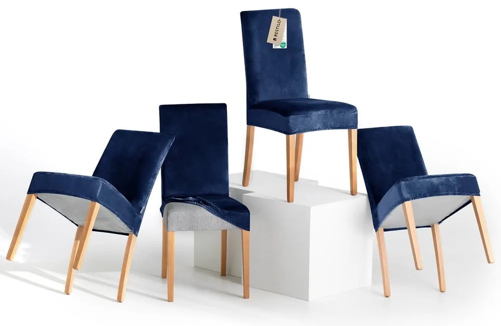 Huse albastre 4 buc. elastice pentru scaun 48 cm Sento – Restilo