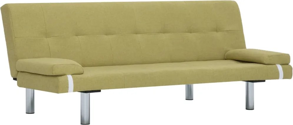 vidaXL Canapea extensibilă cu două perne, verde, poliester