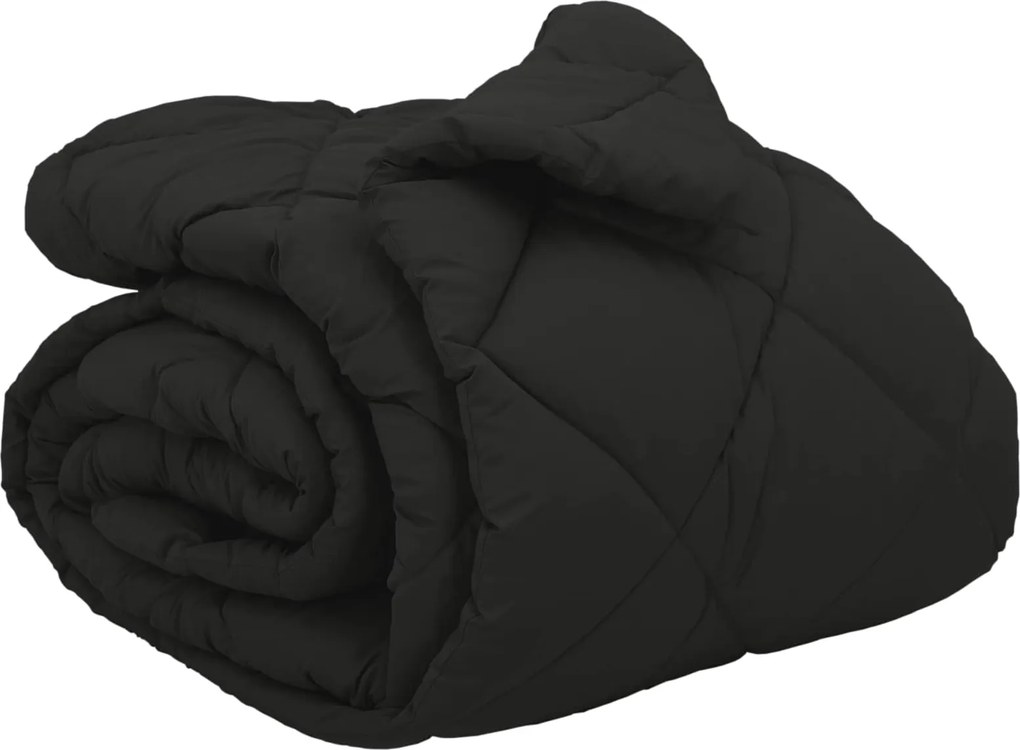 vidaXL Duvet de iarnă Negru 200 x 200 cm Microfibră