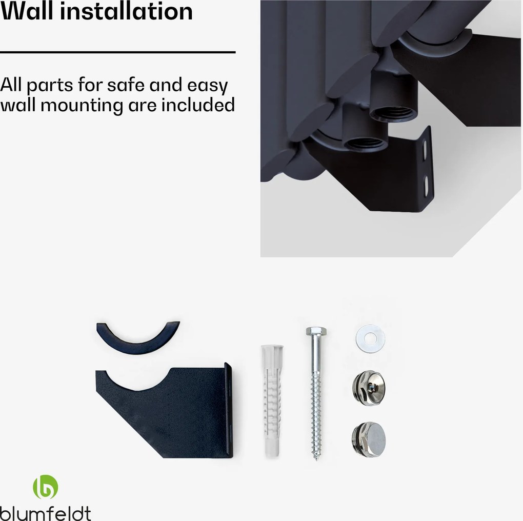 Blumfeldt Tallheo, 41 x 180, radiator, radiator de baie, radiator tubular, 1435 W, apă caldă, 1/2