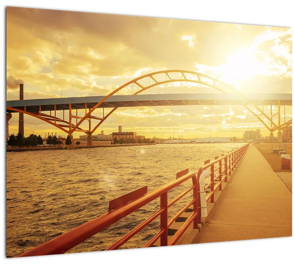 Tablou cu pod și apus de soare (70x50 cm), în 40 de alte dimensiuni noi