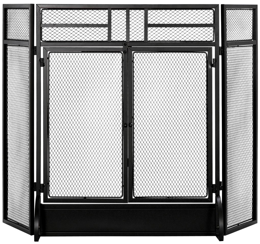 HOMCOM Paravan anti-scântei grilă de protecție pentru șemineu barieră de siguranță 3 panouri pliabile și ușă 120 x 79 cm | Aosom Romania